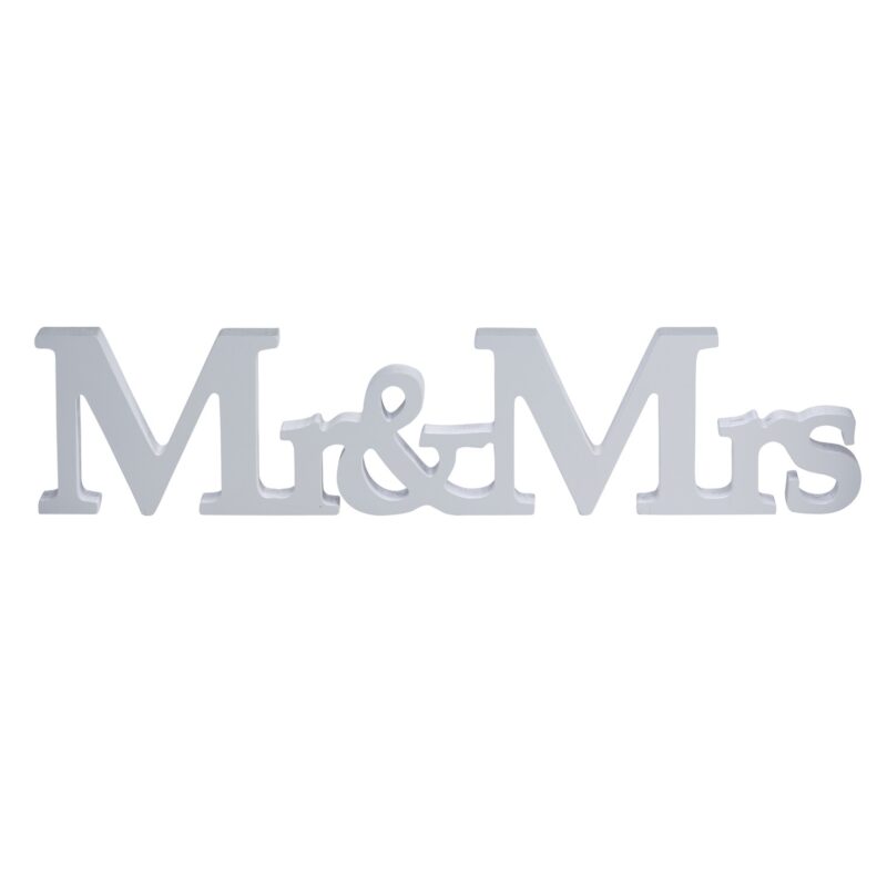 Mr & Mrs houten letters wit
