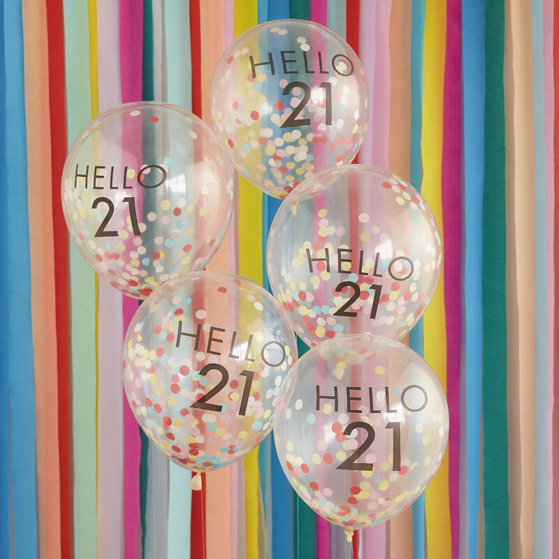 Confettiballonnen regenboog 'Hello 21'