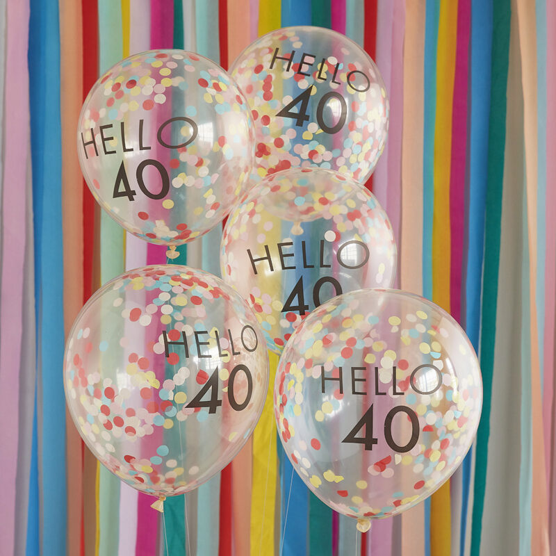 Confettiballonnen regenboog 'Hello 40'