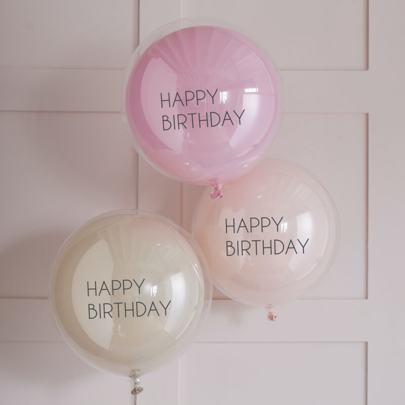 Ballonnenmix roze/pastel Happy Birthday